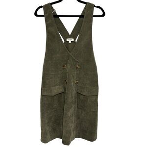 Umgee Olive Green Mini Pinafore Dress